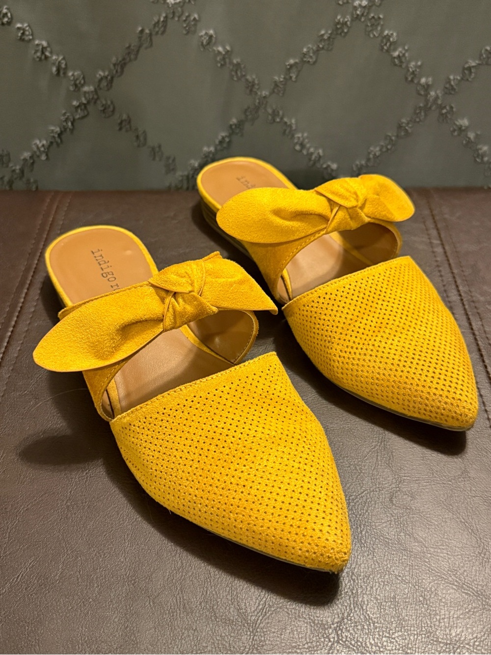 Indigo Road Yellow Bow Pointed-Toe Mules - Picture 6 of 6